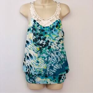 B-Wear Byer California Blue Floral Tank Top
